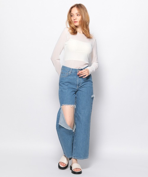 FOREVER 21（フォーエバー トゥエンティーワン）の「シアーメロウメッシュロンT（Tシャツ/カットソー・レディース・ホワイト/ブラック/グリーン・FREE）」の22枚目の写真