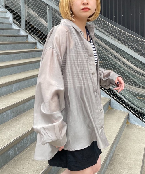 CIAOPANIC（チャオパニック）の「シアーオーバーシャツ（シャツ/ブラウス・メンズ・グレー/サックスブルー/ブラック・MEDIUM/LARGE）」の2枚目の写真