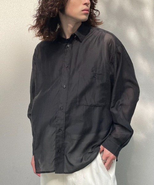 CIAOPANIC（チャオパニック）の「シアーオーバーシャツ（シャツ/ブラウス・メンズ・グレー/サックスブルー/ブラック・MEDIUM/LARGE）」の21枚目の写真