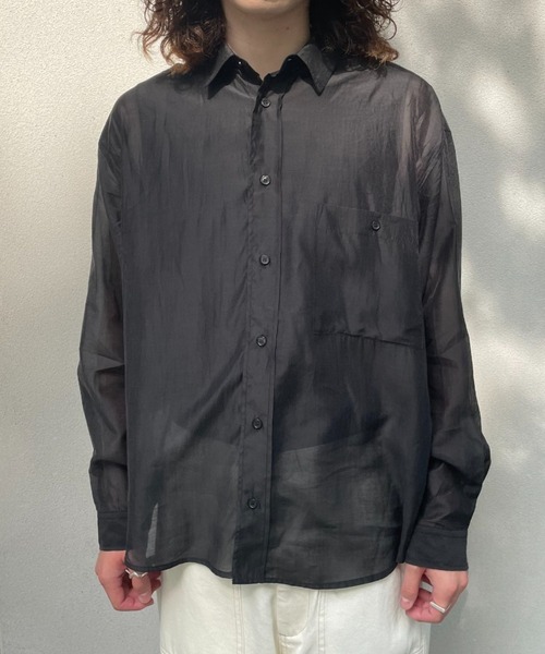 CIAOPANIC（チャオパニック）の「シアーオーバーシャツ（シャツ/ブラウス・メンズ・グレー/サックスブルー/ブラック・MEDIUM/LARGE）」の22枚目の写真