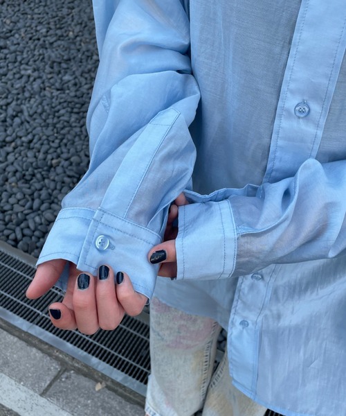 CIAOPANIC（チャオパニック）の「シアーオーバーシャツ（シャツ/ブラウス・メンズ・グレー/サックスブルー/ブラック・MEDIUM/LARGE）」の9枚目の写真