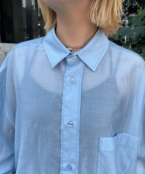 CIAOPANIC（チャオパニック）の「シアーオーバーシャツ（シャツ/ブラウス・メンズ・グレー/サックスブルー/ブラック・MEDIUM/LARGE）」の6枚目の写真