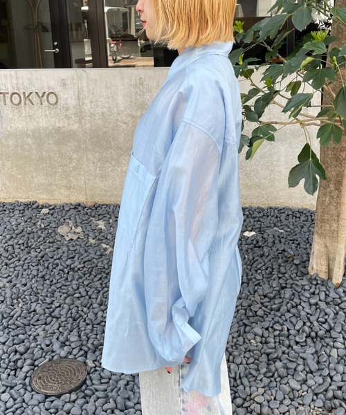 CIAOPANIC（チャオパニック）の「シアーオーバーシャツ（シャツ/ブラウス・メンズ・グレー/サックスブルー/ブラック・MEDIUM/LARGE）」の4枚目の写真