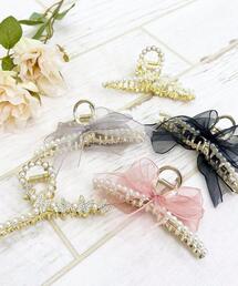 リボン付／ヘアークリップ