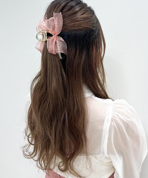 INGNI（イング）の「リボン付／ヘアークリップ（その他ヘアアクセサリー・レディース・ピンク/ブラック/グレー/オフホワイト・ONE SIZE）」の4枚目の写真