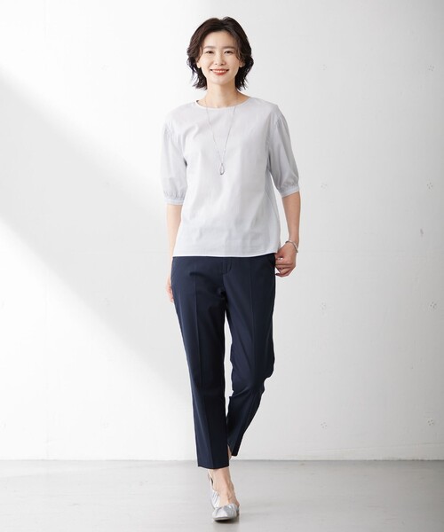J.PRESS Ladies(J.プレス レディス)の「【WEB限定カラーあり・洗える】ラミーポプリン ボリュームスリーブ ブラウス(シャツ/ブラウス・レディース・イエロー系/ライトグレー系/ふじ色系/ベージュ系/グレー系/ネイビー系・XS)」の10枚目の写真