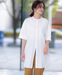 THE SHOP TK  | 【チュニック丈/腕周りカバー/洗える】バックタックチュニックシャツ(シャツ/ブラウス)