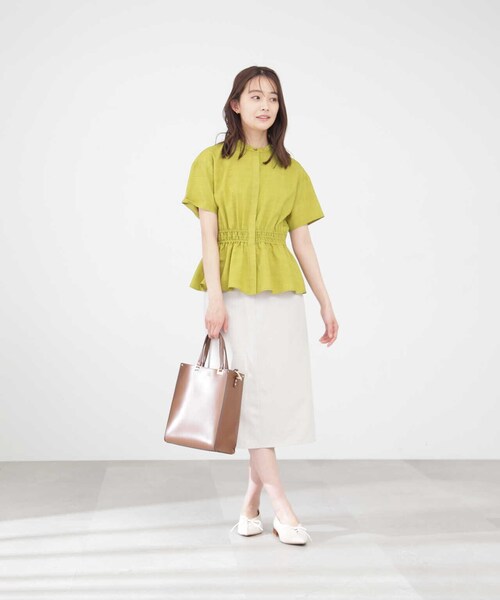 N.（N. Natural Beauty Basic）（エヌエヌナチュラルビューティーベーシック）の「【S Size Line】麻調ハイウエストフラップタイトスカート（スカート・レディース・ベージュ/ブルー/ネイビー・MEDIUM/SMALL）」の5枚目の写真