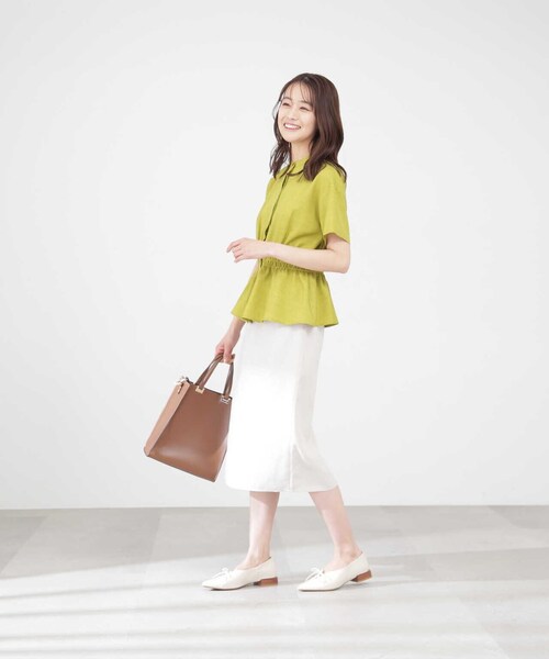 N.（N. Natural Beauty Basic）（エヌエヌナチュラルビューティーベーシック）の「【S Size Line】麻調ハイウエストフラップタイトスカート（スカート・レディース・ベージュ/ブルー/ネイビー・MEDIUM/SMALL）」の6枚目の写真