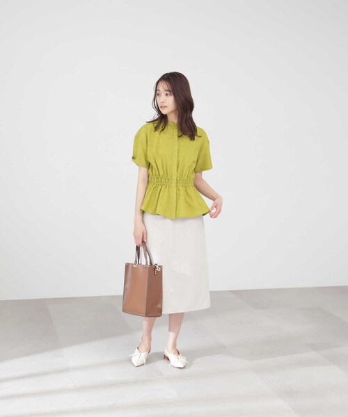 N.（N. Natural Beauty Basic）（エヌエヌナチュラルビューティーベーシック）の「【S Size Line】麻調ハイウエストフラップタイトスカート（スカート・レディース・ベージュ/ブルー/ネイビー・MEDIUM/SMALL）」の8枚目の写真