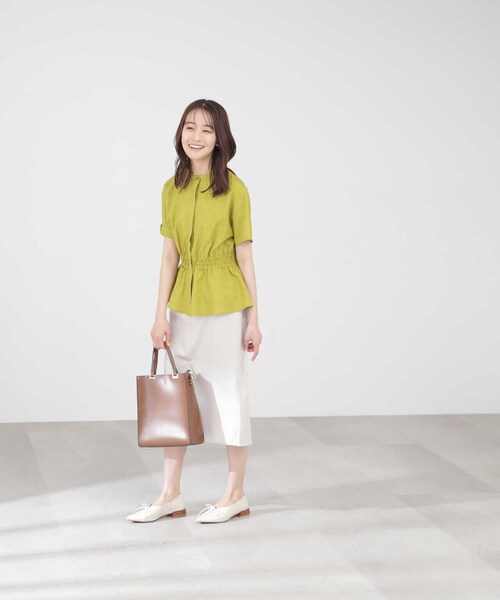 N.（N. Natural Beauty Basic）（エヌエヌナチュラルビューティーベーシック）の「【S Size Line】麻調ハイウエストフラップタイトスカート（スカート・レディース・ベージュ/ブルー/ネイビー・MEDIUM/SMALL）」の9枚目の写真