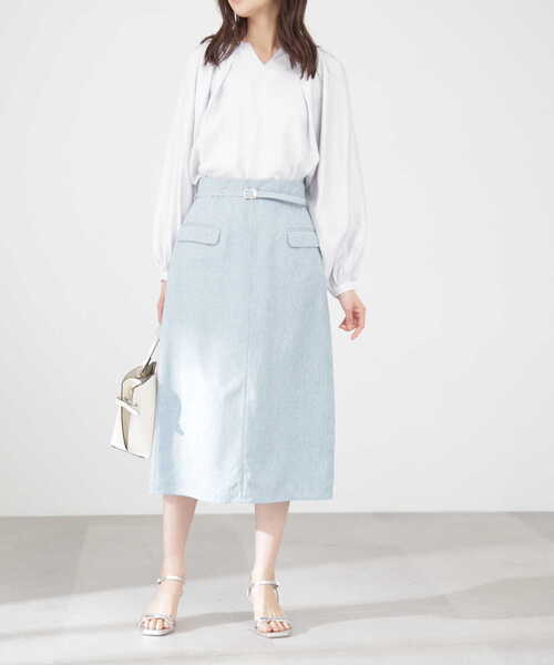 N.（N. Natural Beauty Basic）（エヌエヌナチュラルビューティーベーシック）の「【S Size Line】麻調ハイウエストフラップタイトスカート（スカート・レディース・ベージュ/ブルー/ネイビー・MEDIUM/SMALL）」の22枚目の写真