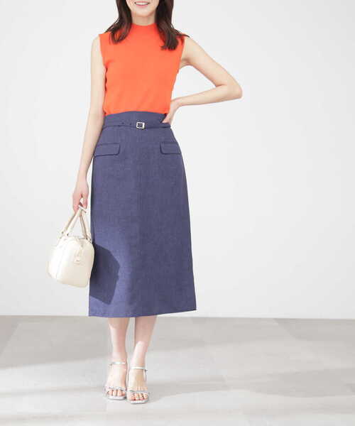 N.（N. Natural Beauty Basic）（エヌエヌナチュラルビューティーベーシック）の「【S Size Line】麻調ハイウエストフラップタイトスカート（スカート・レディース・ベージュ/ブルー/ネイビー・MEDIUM/SMALL）」の13枚目の写真