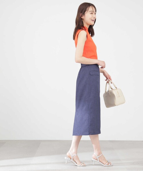N.（N. Natural Beauty Basic）（エヌエヌナチュラルビューティーベーシック）の「【S Size Line】麻調ハイウエストフラップタイトスカート（スカート・レディース・ベージュ/ブルー/ネイビー・MEDIUM/SMALL）」の16枚目の写真