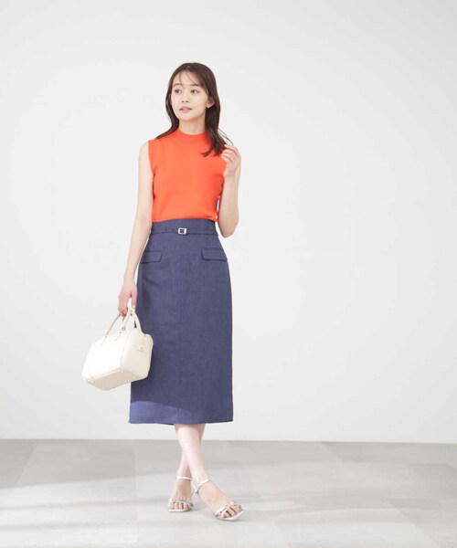 N.（N. Natural Beauty Basic）（エヌエヌナチュラルビューティーベーシック）の「【S Size Line】麻調ハイウエストフラップタイトスカート（スカート・レディース・ベージュ/ブルー/ネイビー・MEDIUM/SMALL）」の18枚目の写真