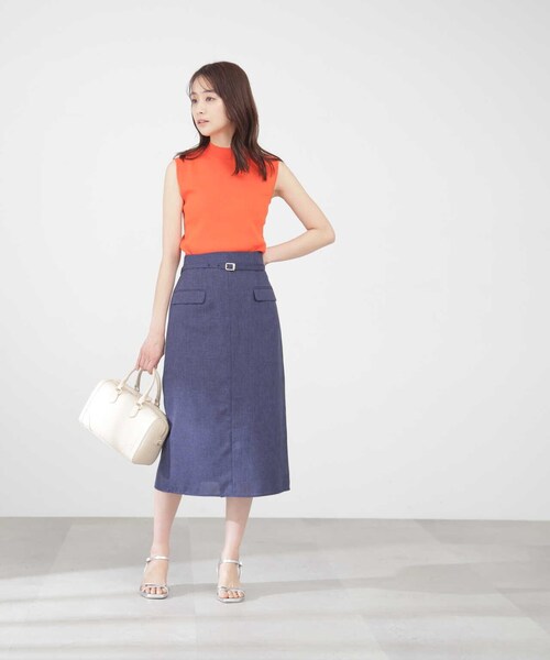 N.（N. Natural Beauty Basic）（エヌエヌナチュラルビューティーベーシック）の「【S Size Line】麻調ハイウエストフラップタイトスカート（スカート・レディース・ベージュ/ブルー/ネイビー・MEDIUM/SMALL）」の17枚目の写真
