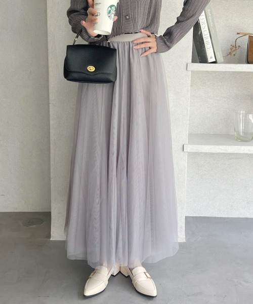 Ada.(エイダ)の「クリスマスだけの特別プライス!今なら490円!ふわっと広がる美シルエット チュール フレアスカート(スカート・レディース・アイボリー/ピンク/ブラウン/ブラック/グレー/グレイッシュベージュ/カーキ/ライトブルー/グレイッシュブルー・FREE)」の8枚目の写真