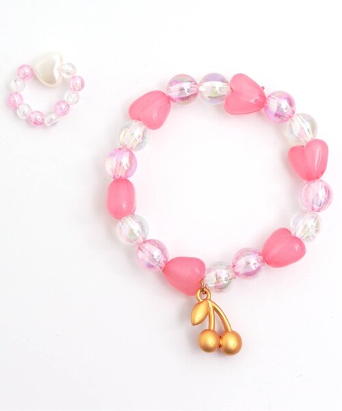 apres les cours（アプレレクール）の「ビーズブレスレット・ゆびわセット（ブレスレット・キッズ・ピンク/レインボー・FREE）」の6枚目の写真
