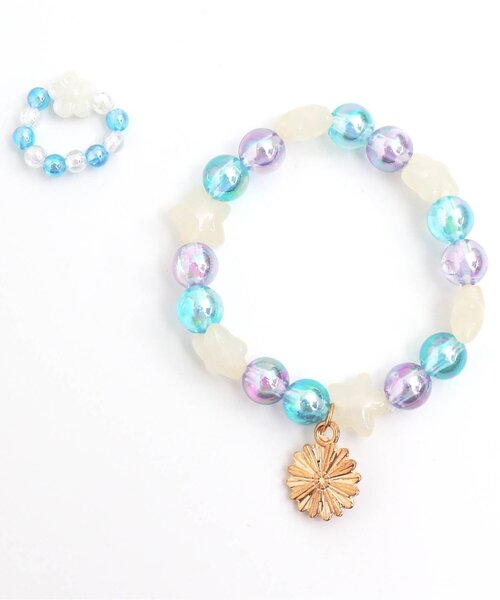 apres les cours（アプレレクール）の「ビーズブレスレット・ゆびわセット（ブレスレット・キッズ・ピンク/レインボー・FREE）」の9枚目の写真