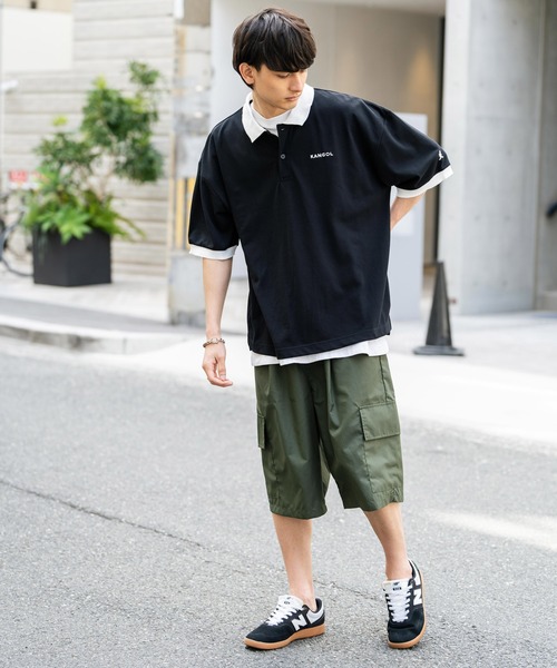 KANGOL（カンゴール）の「KANGOL カンゴール 別注コラボ BIGシルエット ロゴ刺繍 サイドスリットポロシャツ（ポロシャツ・メンズ・ホワイト×ブラック/ブラック/ブラック×ホワイト/グリーン/ホワイト/グリーン系・M/L/XL）」の17枚目の写真