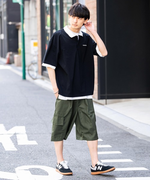 KANGOL（カンゴール）の「KANGOL カンゴール 別注コラボ BIGシルエット ロゴ刺繍 サイドスリットポロシャツ（ポロシャツ・メンズ・ホワイト×ブラック/ブラック/ブラック×ホワイト/グリーン/ホワイト/グリーン系・M/L/XL）」の18枚目の写真