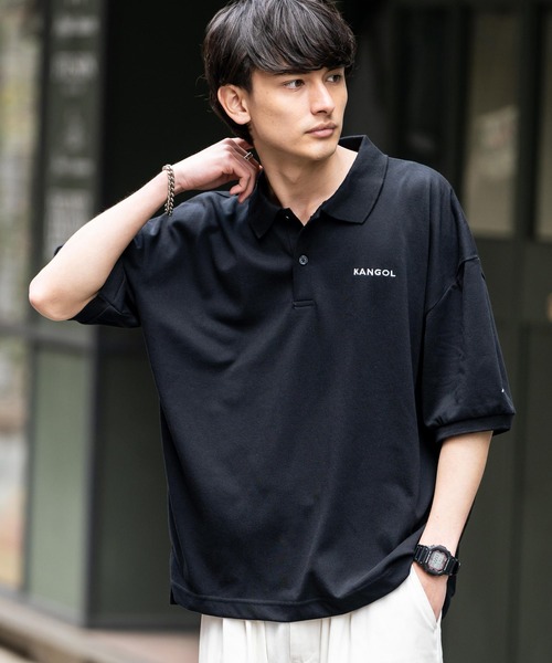 KANGOL（カンゴール）の「KANGOL カンゴール 別注コラボ BIGシルエット ロゴ刺繍 サイドスリットポロシャツ（ポロシャツ・メンズ・ホワイト×ブラック/ブラック/ブラック×ホワイト/グリーン/ホワイト/グリーン系・M/L/XL）」の7枚目の写真