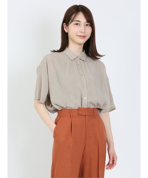 m.f.editorial（エムエフエディトリアル）の「m.f.エディトリアル レディース ローン 半袖オーバーシャツ（シャツ/ブラウス・レディース・グリーン系その他/モカ/ブラウン/ベージュ・FREE）」の3枚目の写真