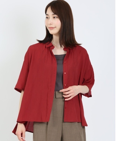 m.f.editorial（エムエフエディトリアル）の「m.f.エディトリアル レディース ローン 半袖オーバーシャツ（シャツ/ブラウス・レディース・グリーン系その他/モカ/ブラウン/ベージュ・FREE）」の2枚目の写真