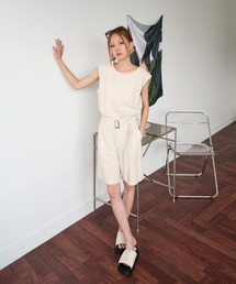 UNE MANSION | モダンノースリーブ＆ハーフパンツベルトSETセットアップ(セットアップ)