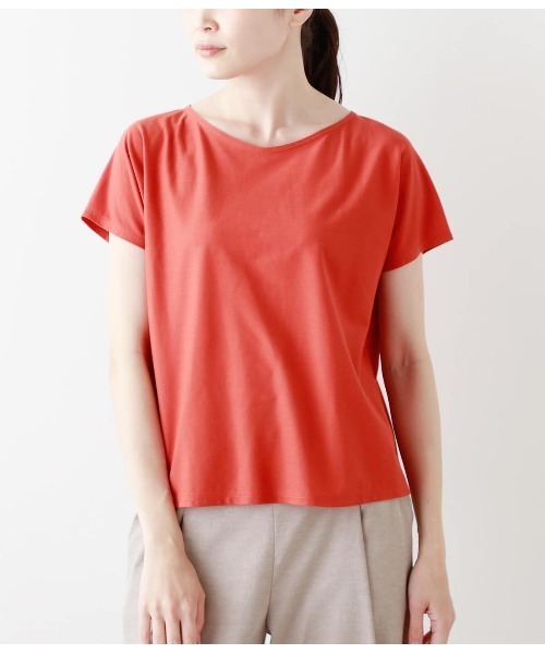 NEWYORKER(ニューヨーカー)の「モダール綿テンセルツイル バックタックカットソー(Tシャツ/カットソー・レディース・ライトグレー/カーキ/レッド・M/L)」の9枚目の写真