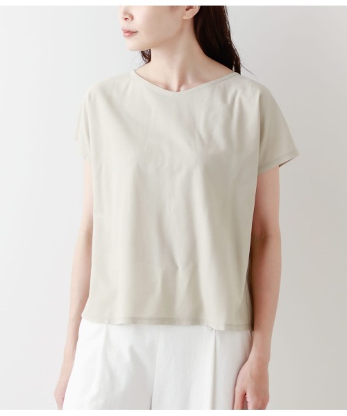 NEWYORKER(ニューヨーカー)の「モダール綿テンセルツイル バックタックカットソー(Tシャツ/カットソー・レディース・ライトグレー/カーキ/レッド・M/L)」の20枚目の写真