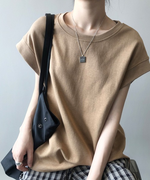LOPASS（ロパス）の「フレンチ袖クルーネックTシャツ/tee（Tシャツ/カットソー・レディース・ベージュ/グリーン/ホワイト/グレー/ブラック・FREE）」の15枚目の写真