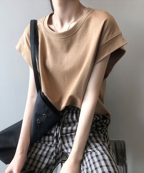 LOPASS（ロパス）の「フレンチ袖クルーネックTシャツ/tee（Tシャツ/カットソー・レディース・ベージュ/グリーン/ホワイト/グレー/ブラック・FREE）」の12枚目の写真