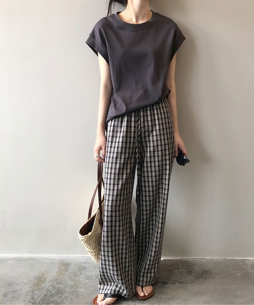 LOPASS（ロパス）の「フレンチ袖クルーネックTシャツ/tee（Tシャツ/カットソー・レディース・ベージュ/グリーン/ホワイト/グレー/ブラック・FREE）」の17枚目の写真