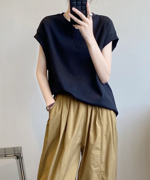 LOPASS（ロパス）の「フレンチ袖クルーネックTシャツ/tee（Tシャツ/カットソー・レディース・ベージュ/グリーン/ホワイト/グレー/ブラック・FREE）」の20枚目の写真