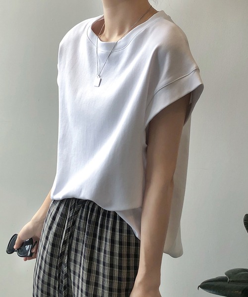 LOPASS（ロパス）の「フレンチ袖クルーネックTシャツ/tee（Tシャツ/カットソー・レディース・ベージュ/グリーン/ホワイト/グレー/ブラック・FREE）」の22枚目の写真