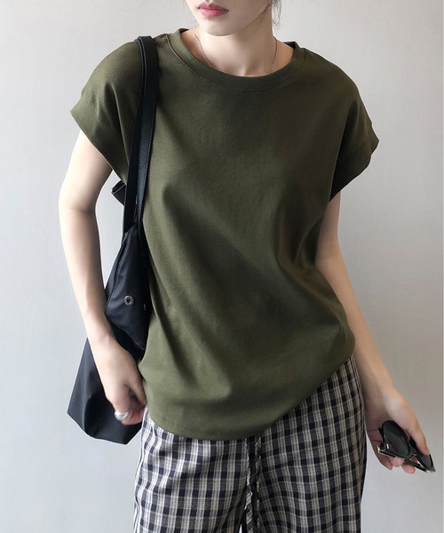 LOPASS（ロパス）の「フレンチ袖クルーネックTシャツ/tee（Tシャツ/カットソー・レディース・ベージュ/グリーン/ホワイト/グレー/ブラック・FREE）」の16枚目の写真