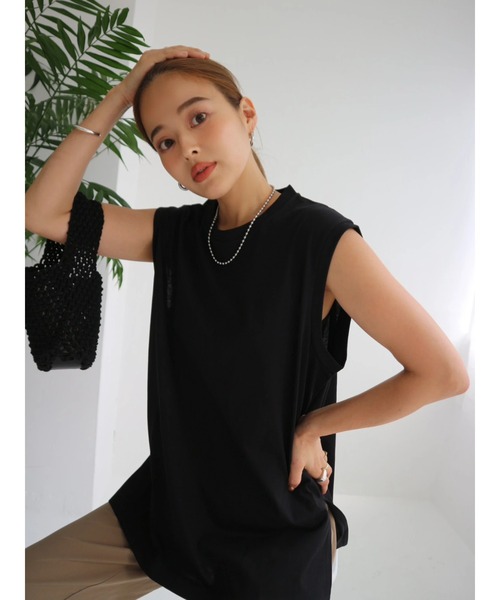 TRUNC(トランクエイティーエイト)の「Ice Touch French Sleeve Tee(タンクトップ・レディース・アイボリー/ブラック・FREE)」の4枚目の写真