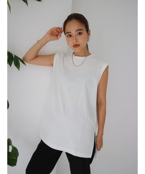 TRUNC(トランクエイティーエイト)の「Ice Touch French Sleeve Tee(タンクトップ・レディース・アイボリー/ブラック・FREE)」の5枚目の写真