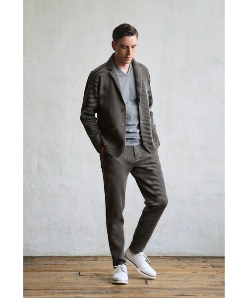MEN'S BIGI（メンズビギ）の「たて畝ニットジャージイージーパンツ＜セットアップ対応＞（スラックス・メンズ・グレー/ブルー/ブラウン・01/02/03）」の4枚目の写真