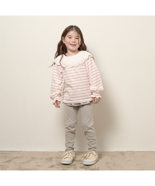 Lycee mine（リセマイン）の「【エニウェアシリーズ】フリルフリルスリムパンツ（その他パンツ・キッズ・ベビーピンク/ブラック/モカ/サックスブルー/ライトベージュ/グレイッシュベージュ/パープル系その他・140cm/130cm/110cm/120cm/100cm）」の11枚目の写真