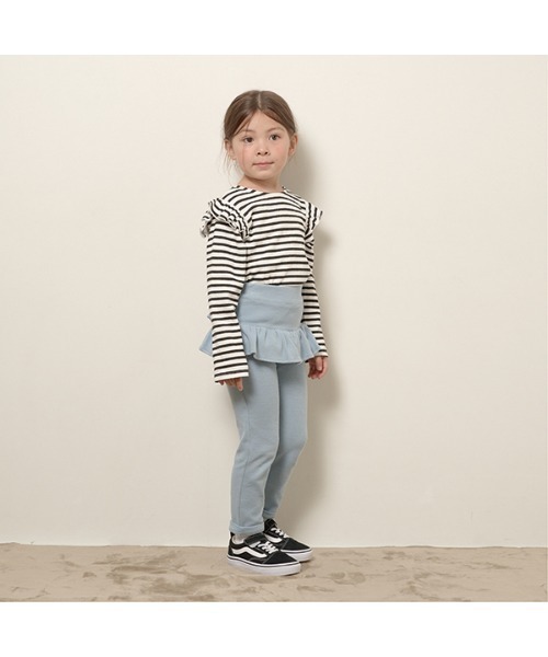 Lycee mine（リセマイン）の「【エニウェアシリーズ】フリルフリルスリムパンツ（その他パンツ・キッズ・ベビーピンク/ブラック/モカ/サックスブルー/ライトベージュ/グレイッシュベージュ/パープル系その他・140cm/130cm/110cm/120cm/100cm）」の19枚目の写真