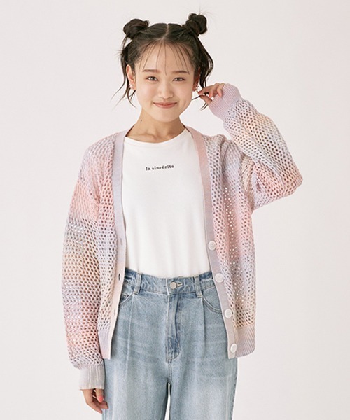 セール】メッシュカーディガン インナーTシャツSET（Tシャツ