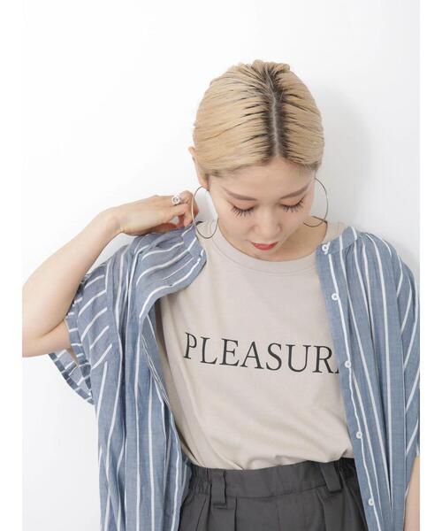 Samansa Mos2 blue（サマンサモスモスブルー）の「ロゴTシャツ（Tシャツ/カットソー・レディース・シルバーグレー/ベージュ/ブラック/オフホワイト/グリーン・F）」の5枚目の写真
