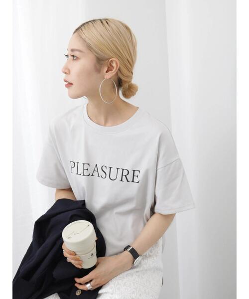 Samansa Mos2 blue（サマンサモスモスブルー）の「ロゴTシャツ（Tシャツ/カットソー・レディース・シルバーグレー/ベージュ/ブラック/オフホワイト/グリーン・F）」の4枚目の写真