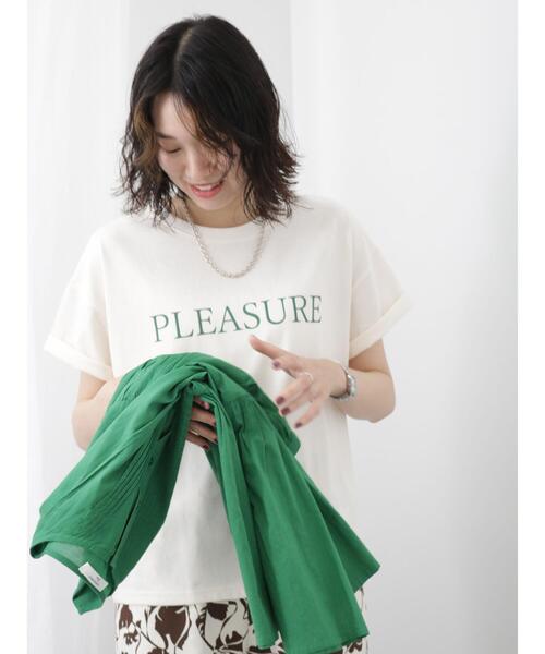 Samansa Mos2 blue（サマンサモスモスブルー）の「ロゴTシャツ（Tシャツ/カットソー・レディース・シルバーグレー/ベージュ/ブラック/オフホワイト/グリーン・F）」の8枚目の写真