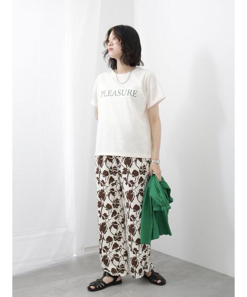 Samansa Mos2 blue（サマンサモスモスブルー）の「ロゴTシャツ（Tシャツ/カットソー・レディース・シルバーグレー/ベージュ/ブラック/オフホワイト/グリーン・F）」の9枚目の写真