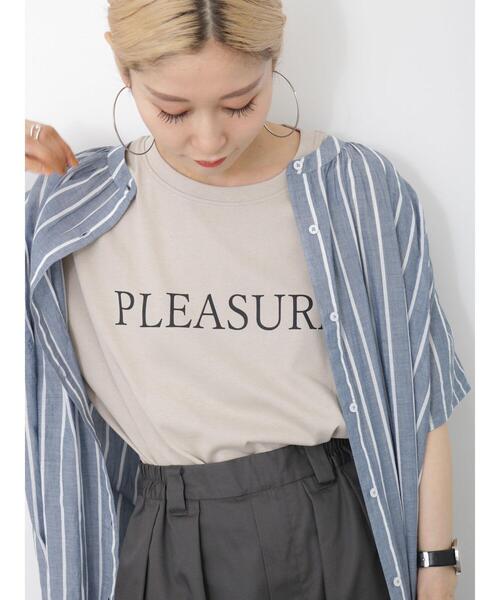 Samansa Mos2 blue（サマンサモスモスブルー）の「ロゴTシャツ（Tシャツ/カットソー・レディース・シルバーグレー/ベージュ/ブラック/オフホワイト/グリーン・F）」の10枚目の写真