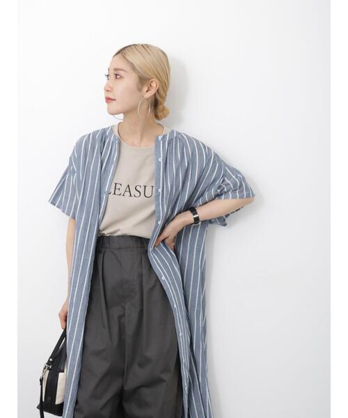 Samansa Mos2 blue（サマンサモスモスブルー）の「ロゴTシャツ（Tシャツ/カットソー・レディース・シルバーグレー/ベージュ/ブラック/オフホワイト/グリーン・F）」の11枚目の写真