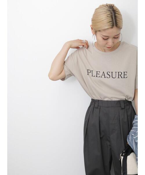 Samansa Mos2 blue（サマンサモスモスブルー）の「ロゴTシャツ（Tシャツ/カットソー・レディース・シルバーグレー/ベージュ/ブラック/オフホワイト/グリーン・F）」の12枚目の写真